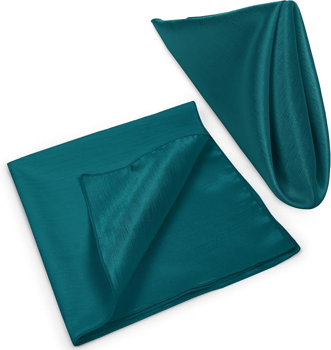 17 x 17-Inch Shantung Satin Cloth Napkins, Teal, Set of 12 | Bulk Case of 1 Dozen, Square, 100% Polyester Fabric, Reversible, Faux Dupioni Silk Reverse Side, Machine Washable, Blue - Image 8