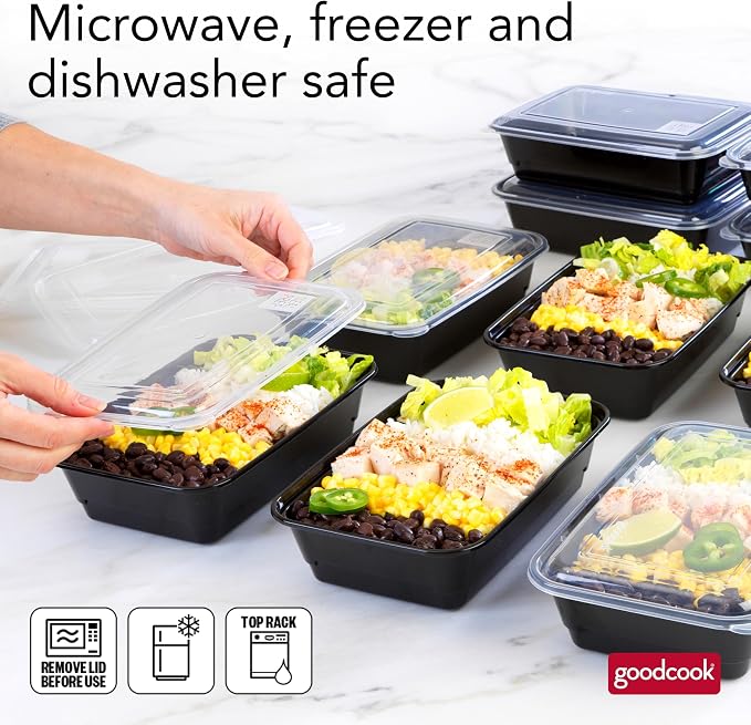 GoodCook Meal Prep Containers, Single Compartment 10-Pack | BPA-Free Reusable Food Storage, Microwave & Freezer Safe, Stackable Meal Prep Containers for Lunches and Snacks - Image 3