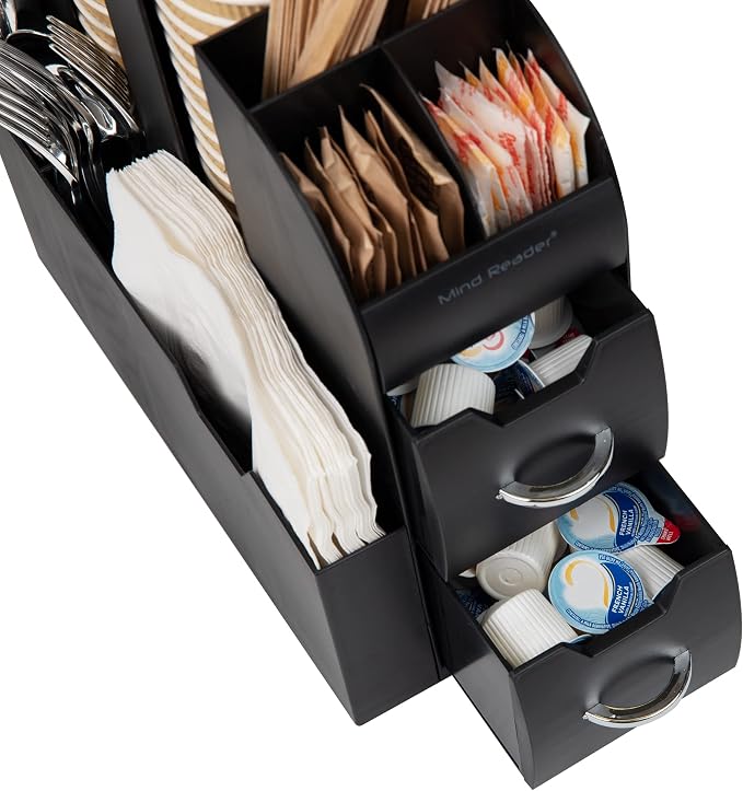 Mind Reader Single Serve Coffee Pod Drawer and Cup Condiment Set, 2 Pcs., 36 Pod Capacity, 5.35"L x 11.25"W x 11.15"H, Black - Image 5