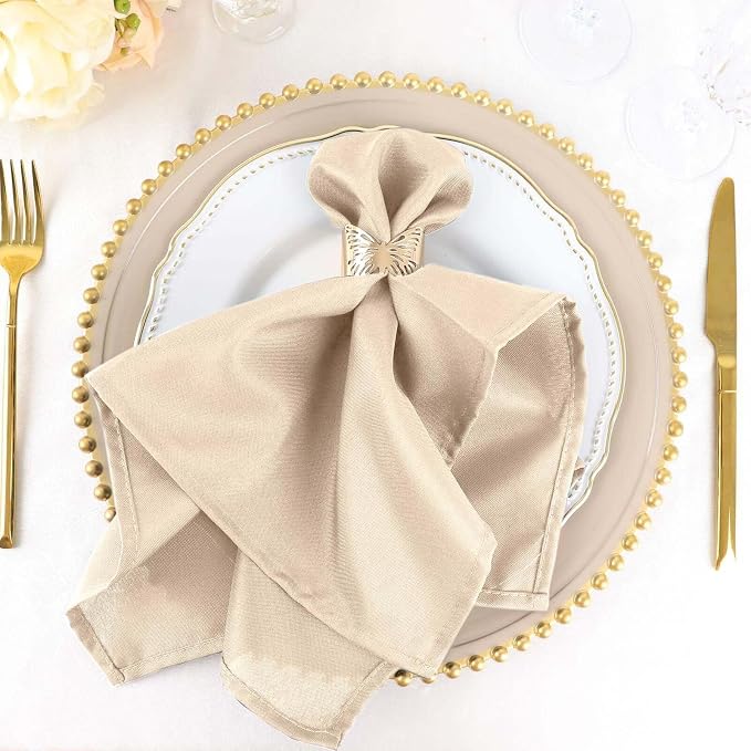 Efavormart Premium Cloth Napkins Set of 5, 20x20 Inch Nude Beige Seamless Dinner Napkins, Washable Linen Table Napkin Cloth with Hemmed Edges for Weddings, Party and Banquet - Image 2