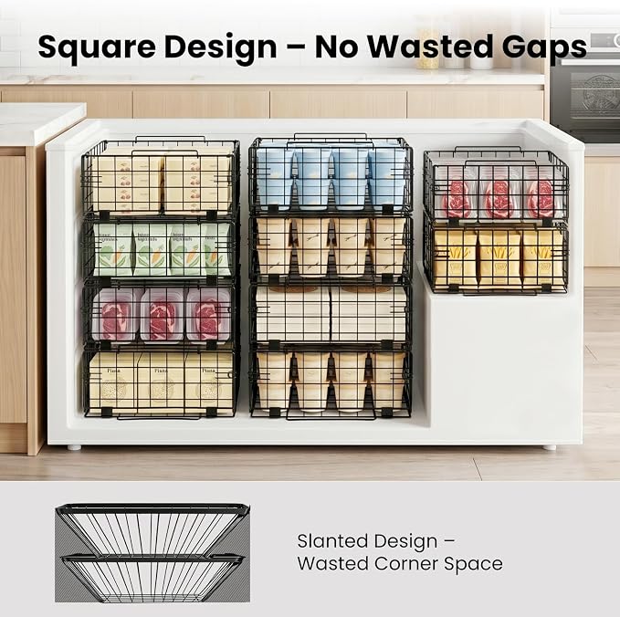 Reinforced Freezer Organizer Bins, 2 Pack Heavy Duty Metal Freezer Baskets, Stackable Deep Freezer Storage with Handles, Maximize Chest Freezer Space, No Assembly Required - Image 7