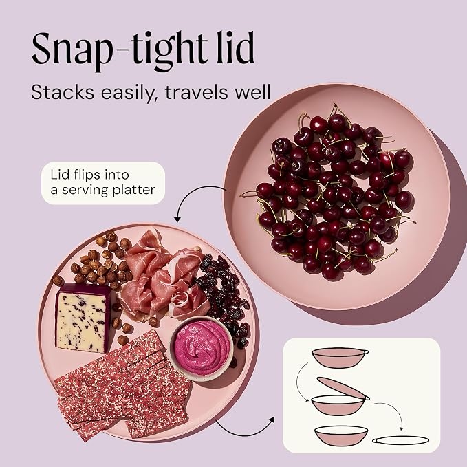Large Serving Bowl with Lid - Certified Recycled Food-Safe Plastic, BPA-Free, Dishwasher, Microwave, Fridge and Freezer Safe | 4.96qt | Guava - Image 3