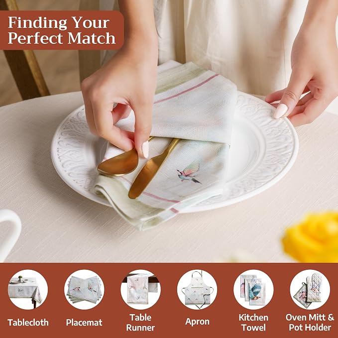 Maison d' Hermine Cloth Napkins Set of 4 Reusable 100% Cotton (20" x 20") | Everyday Square Napkins Cloth Washable Dinner Party Wedding Restaurant Hotel Kitchen Spring Summer - Flying Birds - Image 4