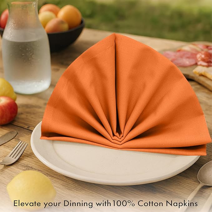 Ruvanti Cloth Napkins Set of 6, 100% Cotton High GSM 18x18 Inches Soft, Washable, Highly Durable & Absorbent, Perfect for Parties, Christmas, Thanksgiving Dinners – Orange Peel - Image 2