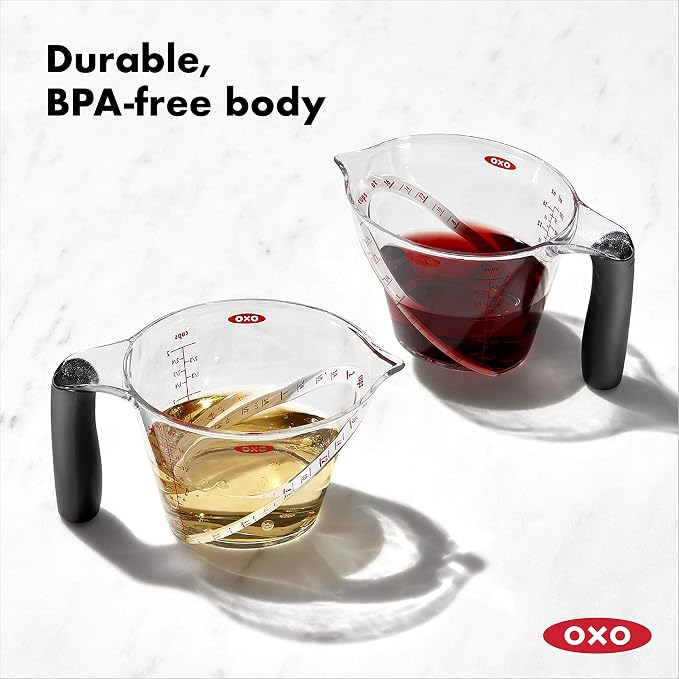 OXO Good Grips 3-Piece Angled Measuring Cup Set, Black & Good Grips 4 Piece Stainless Steel Measuring Spoons with Magnetic Snaps - Image 4