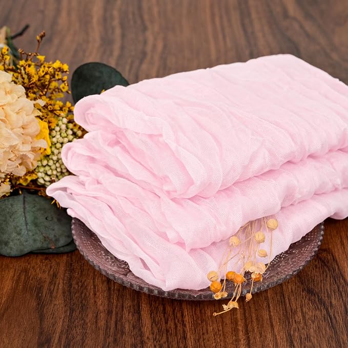 fani 60 Pack Gauze Cheesecloth Napkins, 20 x 20 in, Light Pink | Wrinkled Table Napkins, Soft Cotton, Rustic Decorative, Weddings, Party, Dinner Table, Everyday Use - Image 5