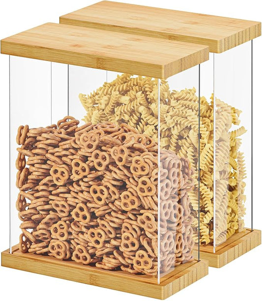 SpaceAid Bamboo Food Storage Container - Airtight Cereal Containers with Lids, Kitchen Cereal Canisters Pantry Organizers and Storage for Rice, Flour, Coffee, Snack, Small 2 Pack by SpaceAid