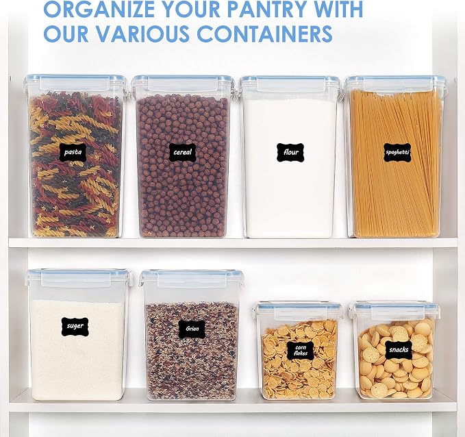 Vtopmart 6.5L Flour Sugar Storage Containers, 4 PCS, Blue | For Bulk Flour and Sugar Storage, Airtight Seal, Multiple Sizes, BPA Free, Food Grade Material, Dishwasher Safe (Not Lids) - Image 6