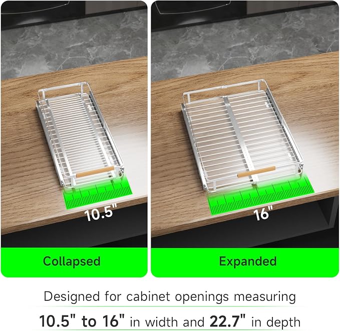 Expandable Pull-Out Cabinet Drawers, Slide-Out Shelves, Small 2 Pack | Smooth Slide-Out Access, Adjustable Fit, Pull-Out Organization, Small Cabinet Use, Space-Saving - Image 3