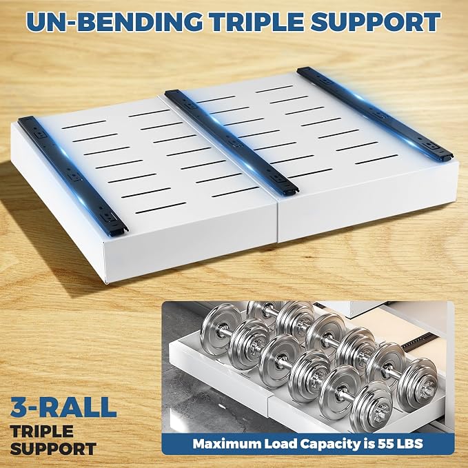 Pull-out Cabinet Organizer, ExpandableHeavy Duty Slide out Drawers Fixed with Adhesive Nano Film for Pots, Roll out Shelf Storage for Kitchen Base Cabinet Organization (white-2PCS) - Image 4