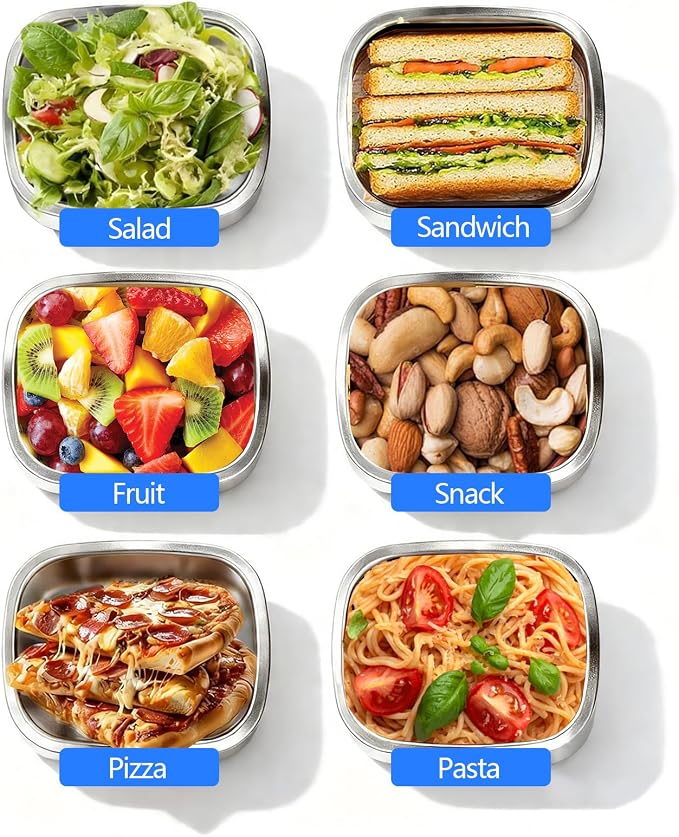 3 Piece 450ml/15.25oz Stainless Steel Containers with Lids | Food Storage Containers Leakproof Lunch Small Snack Boxs, Reusable Meal Prep Containers Suitable for Dips, Condiments, Snacks - Image 4
