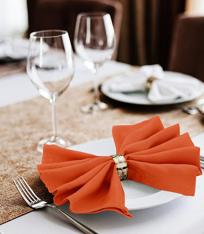 Utopia Home [24 Pack, Orange] Cloth Napkins 17x17 Inches, 100% Polyester | Hemmed Edges, Washable and Reusable Ideal for Parties, Weddings and Dinners - Image 7