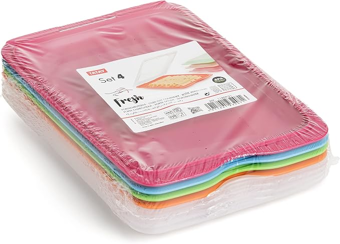 TATAY Set 4 cold meat container, with lid and body removed, in four colours, reusable and stackable, made of BpA-free plastic - Image 4