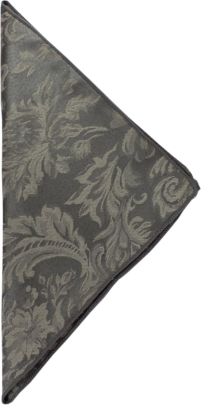 17x17-Inch Square Damask Cloth Napkins, Pewter, Set of 12 | Bulk Case of 1 Dozen, Miranda Jacquard, 50% Cotton / 50% Polyester Fabric, Woven Damask Pattern, Soft Hand, Machine Washable by UltimateTextile
