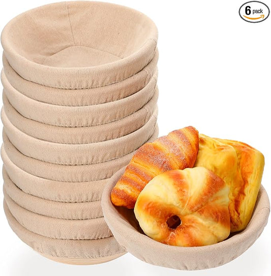 Set of 6 Bread Proofing Basket Bread Banneton Sourdough Kit with Cloth Liner Dough Proofing Bowls for Home Sourdough Making(9 Inch,Round) by Ziliny