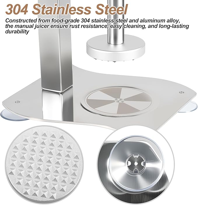 Stainless Steel Manual Lemon Squeezer Press, Heavy Duty Nut & Lemon Smasher Machine, Orange Citrus Fruit Juicer Crusher with Labor-Saving Handle & Suction Cups for Fruit Nut - Image 5