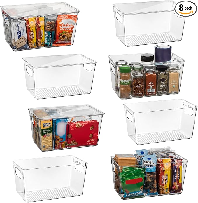 ClearSpace Plastic Pantry Organization and Storage Bins with Lids – Perfect Kitchen Organization or Kitchen Storage – Fridge Organizer, Refrigerator Organizer Bins, Cabinet Organizers by ClearSpace
