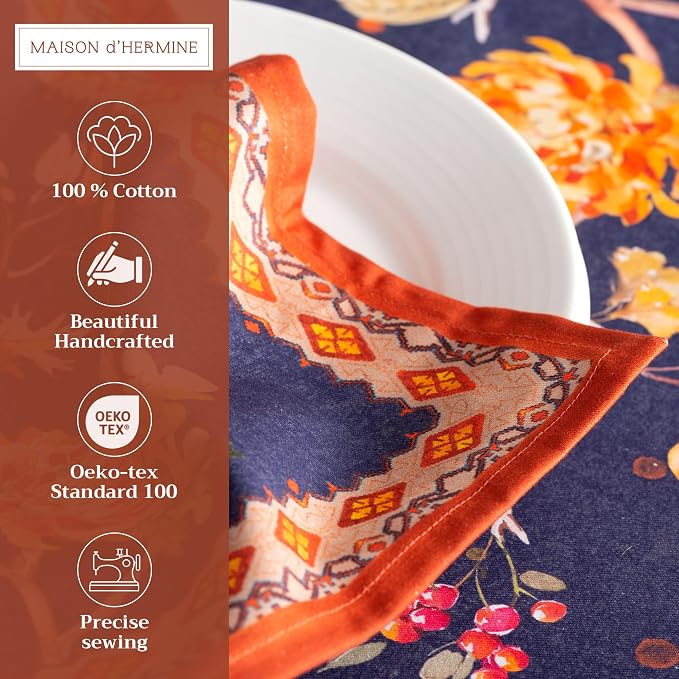 Maison d' Hermine Cloth Napkins Set of 4 Reusable 100% Cotton (20" x 20") | Everyday Square Napkins Cloth Washable Dinner Wedding Restaurant Hotel Kitchen Thanksgiving Christmas - Kelim - Infinity - Image 2