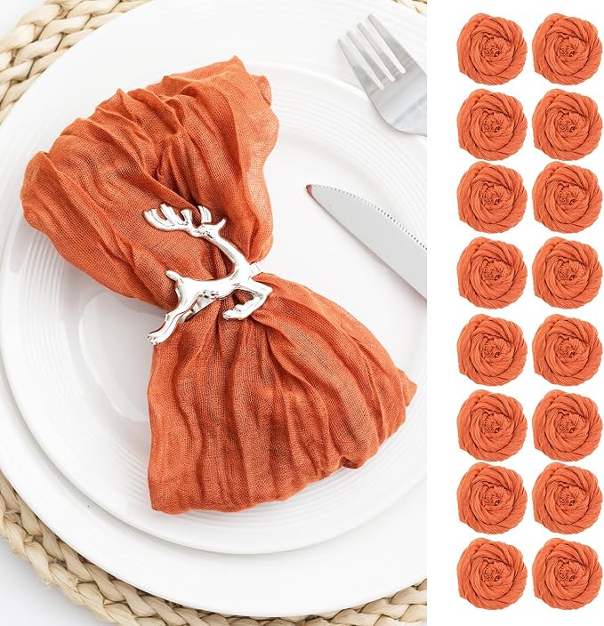 100 Pack Orange Cheesecloth Napkins 21x21 Inches Orange Cloth Napkins Set of 100 Washable Dinner Table Napkins for Wedding Bridal Baby Shower Rustic Boho Cotton Gauze Family Party Table Decor by FoliafeelHome