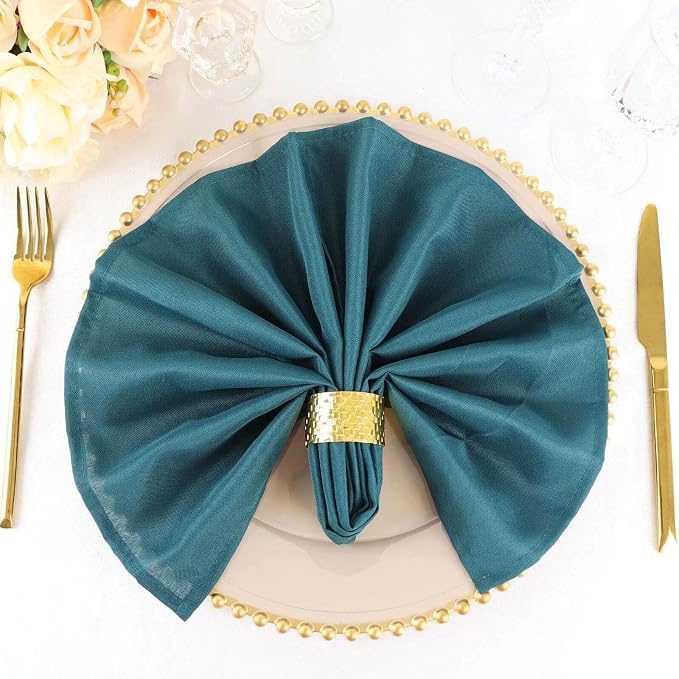 Efavormart Premium Cloth Napkins Set of 5, 20x20 Inch Peacock Teal Green Seamless Dinner Napkins, Washable Linen Table Napkin Cloth with Hemmed Edges for Weddings, Party and Banquet - Image 6