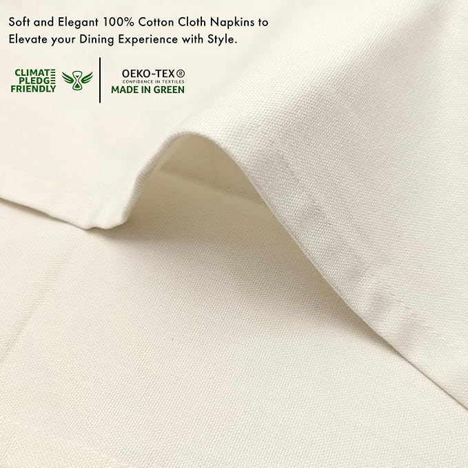 Ruvanti Cloth Napkins Set of 6, 100% Cotton High GSM 18x18 Inches Soft, Washable, Highly Durable & Absorbent, Perfect for Parties, Christmas, Thanksgiving Dinners – Antique White - Image 4