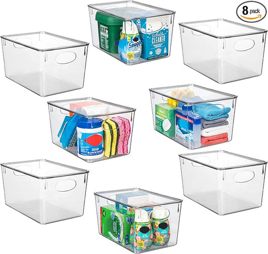 CLEARSPACE Plastic Storage Bins With lids – Perfect Kitchen Fridge Organizer, Pantry Organization, Cabinet Organizers (8 Pack) by ClearSpace