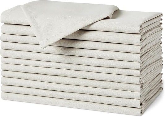 Amazon Basics Reusable Stain and Wrinkle Resistant Cloth Napkins, 17 x 17 inches, White, 12-Pack by AmazonBasics