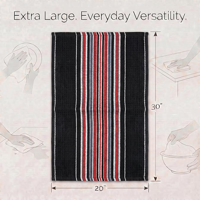 Urban Villa Kitchen Towels Cotton Dish Towels 20”x30” (Set of 6) Black - Image 3