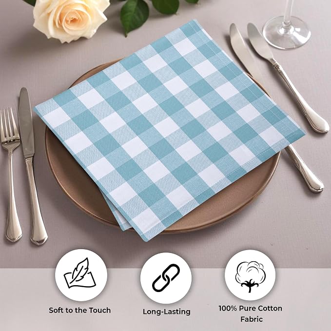 Urban Villa Cloth Napkins Cotton 20x20 (Set of 6) Aqua - Image 5