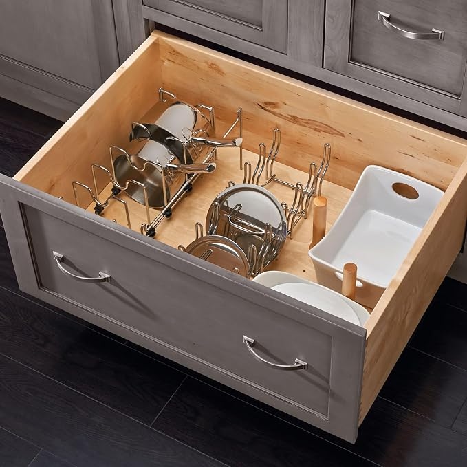 Rev-A-Shelf Drop-In Pot and Pan Drawer Organizer Storage Rack for 4DPS & 4DPG Model Peg Boards, Adjustable Divider for Cookware, Chrome, 5DCD-1-CR - Image 5