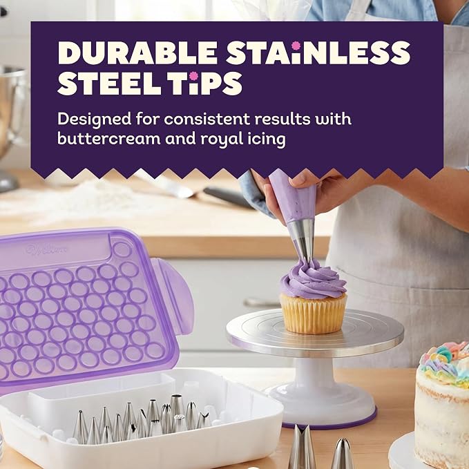 Wilton Master Cake Decorating Piping Tips Set, Cupcake Decorating, 55-Piece | 55-Piece Stainless Steel Tip Set with Storage Case for Piping Rosettes, Stars, Leaves & Borders on Cakes & Cupcakes - Image 6
