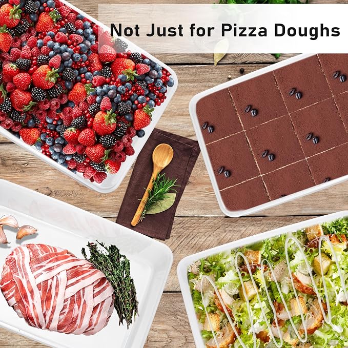 BSTKEY 3 Pack Plastic Pizza Dough Proofing Box with Lid, White Bread Dough Proofing Storage Container Rectangle Food Storage Box Cake Dessert Carrier Organizer (Size S) - Image 7