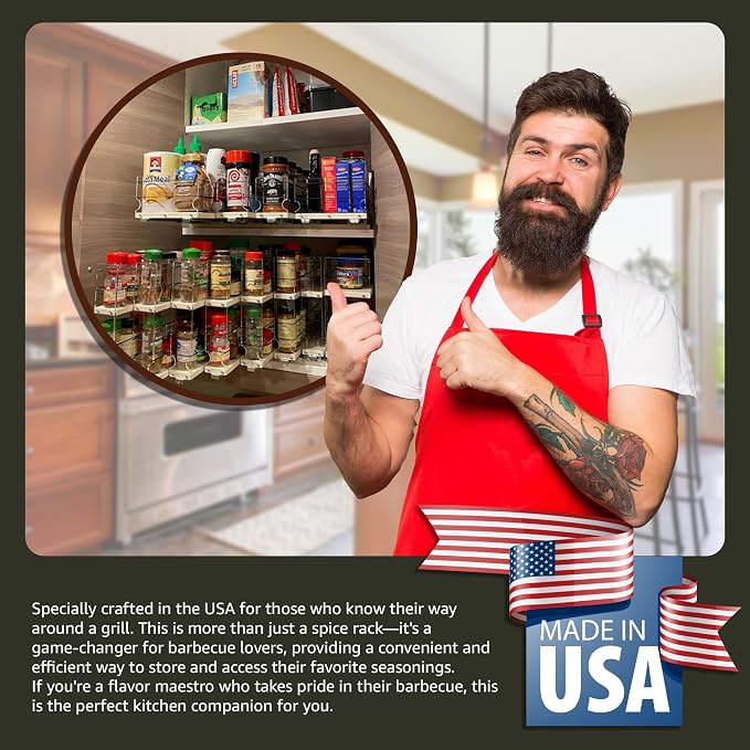 Narrow Spice Rack - Sliding Spice Jars Organizer - Pantry Organizers & Storage - Slide Out Drawers for Kitchen Cabinets - Seasoning Caddy (2.3" W x .9.25" H x 10.6" D, Assembled) - Image 6