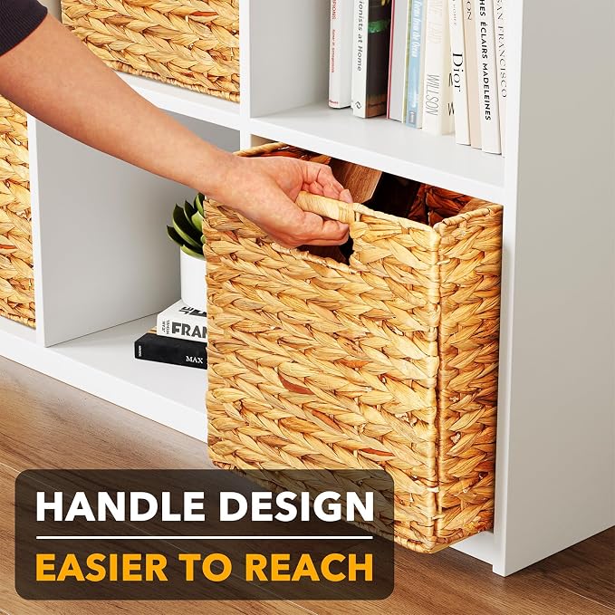 SpaceAid 6 Pack Wicker Basket, Storage Baskets for Organizing, Woven Rattan Basket with Handles for Shelves, Water Hyacinth Large Cube Organizer Storage Bin, 12x12x12 inch, Natural - Image 6