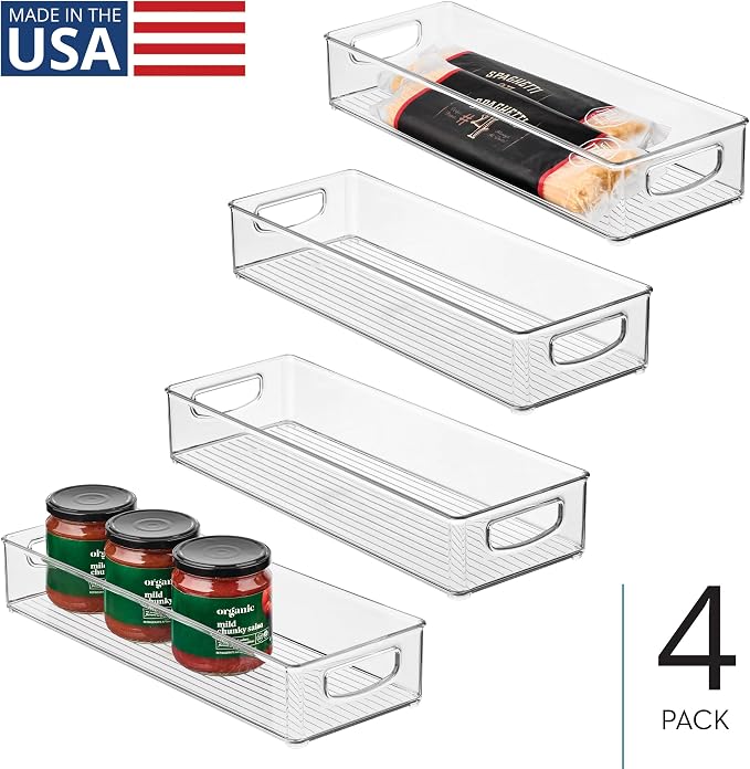 iDesign Slim Extra Long Clear Storage Bin, 4-Pack | Narrow, Stackable, Kitchen or Pantry Organizer - Image 2