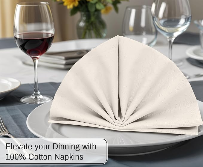 Ruvanti Cloth Napkins Set of 12, 18x18 Inches, Napkin Cloth Washable, Soft & ‎Absorbent 100% Cotton Napkins, Perfect for Wedding, Christmas, ‎Thanksgiving, and Dinner - Natural Color - Image 6