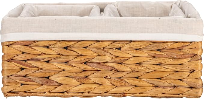 Household Essentials Wicker Basket Set, 3 Pieces, 1 Large and 2 Small Water Hyacinth Baskets for Storage and Organization - Image 8