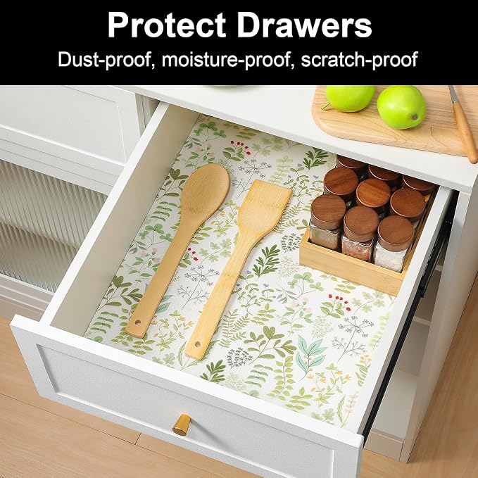 Cooyes Drawer Liner Shelf Liners for Kitchen Cabinets Refrigerator Liners Waterproof & Oil-Proof Kitchen Cupboard Liner Drawer Mats EVA Material Non Adhesive Fridge Liner for Shelves - Image 3