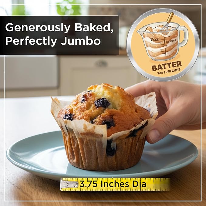 Wrenbury Jumbo Muffin Pan 4" Cup - Nonstick XL Deep Muffin Pan for Baking | 6 Cup - Oversized Extra Large Cupcake Mold - Dishwasher Safe - PTFE Free - 446°F Oven Safe - Image 3