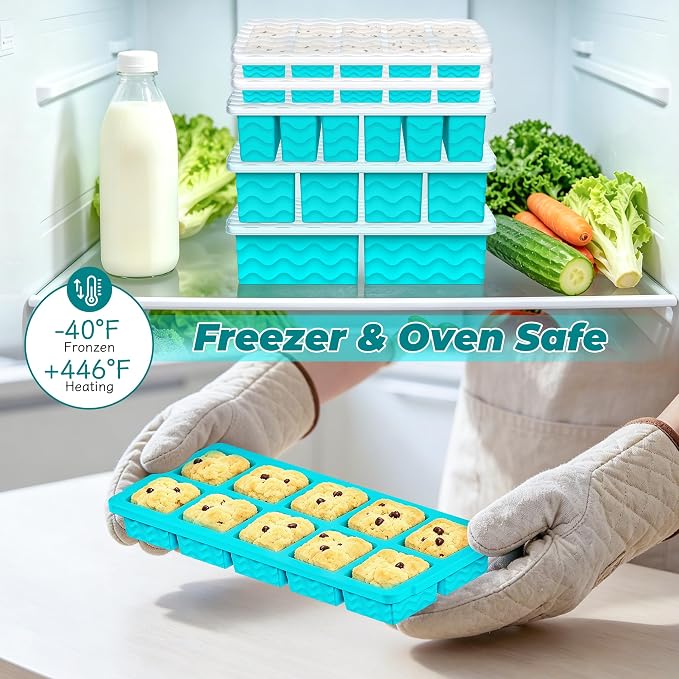 Silicone Freezer Molds for Food, 5-Pack with Steel Rim for Meal Prep | 100% Food-Grade Silicone, BPA-Free, Oven and Dishwasher Safe. Perfect for Freezing Lasagna, Casseroles, Soups & Sauces - Image 5