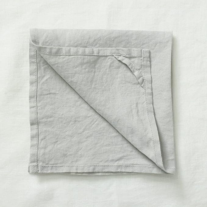 Linen Kitchen Towels Set of 12,100% Linen Decorative Tea/Kitchen Towels 14 x 14 Inch,Stone Washed European Flax Linen Dish Towels,Light Grey - Image 2