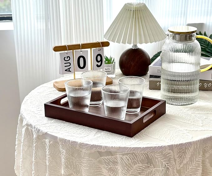 Serving Tray with Handles - 11.4x7.8 Inch Rectangular Bamboo Tray | Multi-Purpose Decorative & Food Tray for Organizing, Serving and Entertaining for Kitchen, Coffee Table & Ottoman - Image 5