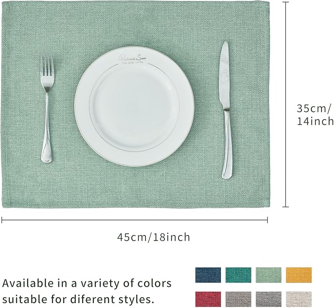 BALCONY & FALCON Rectangle Table Cloth Waterproof Celadon Green 13.8"x 17.7" 4pcs - Image 5
