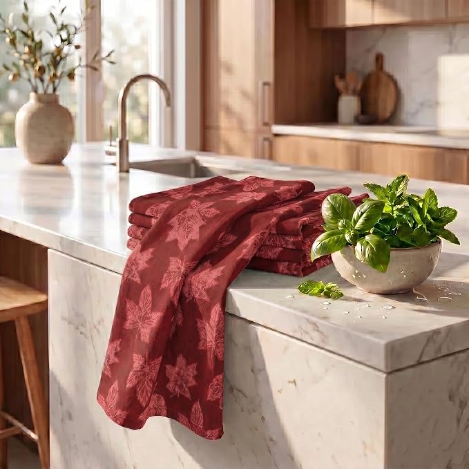 Urban Villa KitchenTowels Cotton DishTowels 20”x30”(Set of 6) Harvest Leaf - Image 6