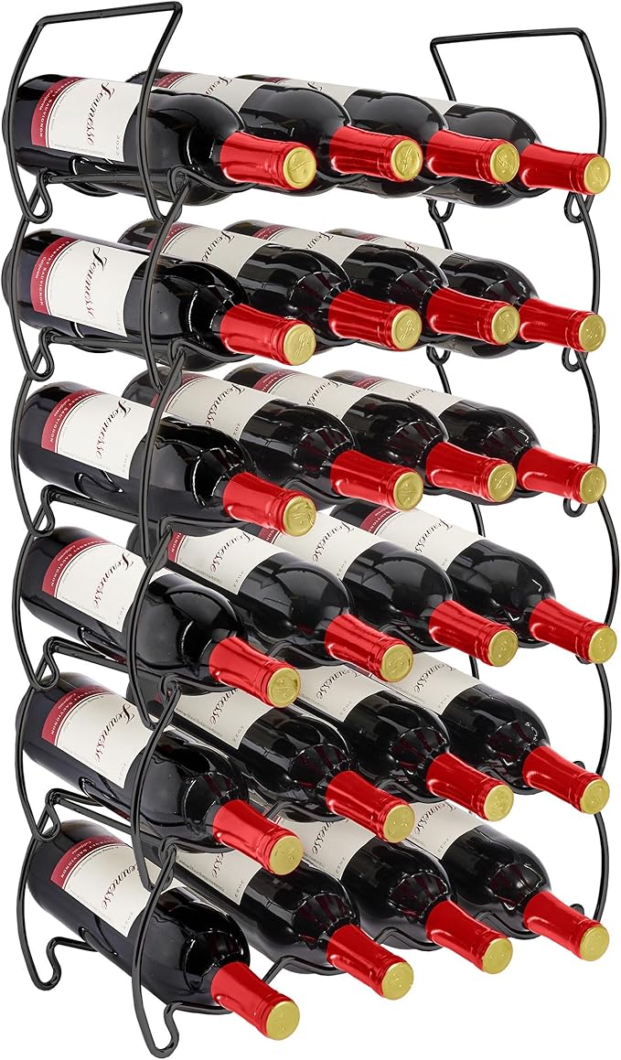 Sorbus 6-Tier Stackable Wine Rack - Classic Style Wine Racks for Bottles - Perfect for Bar, Wine Cellar, Basement, Cabinet, Pantry, etc - Hold 24 Bottles, Metal (Black) by Sorbus