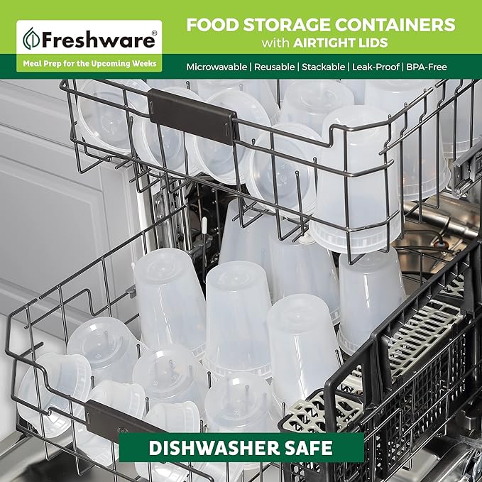 Freshware Food Storage Containers [240 Set] 12 oz Plastic Deli Containers with Lids, Slime, Soup, Meal Prep Containers, BPA Free, Stackable, Leakproof, Microwave, Dishwasher and Freezer Safe - Image 6