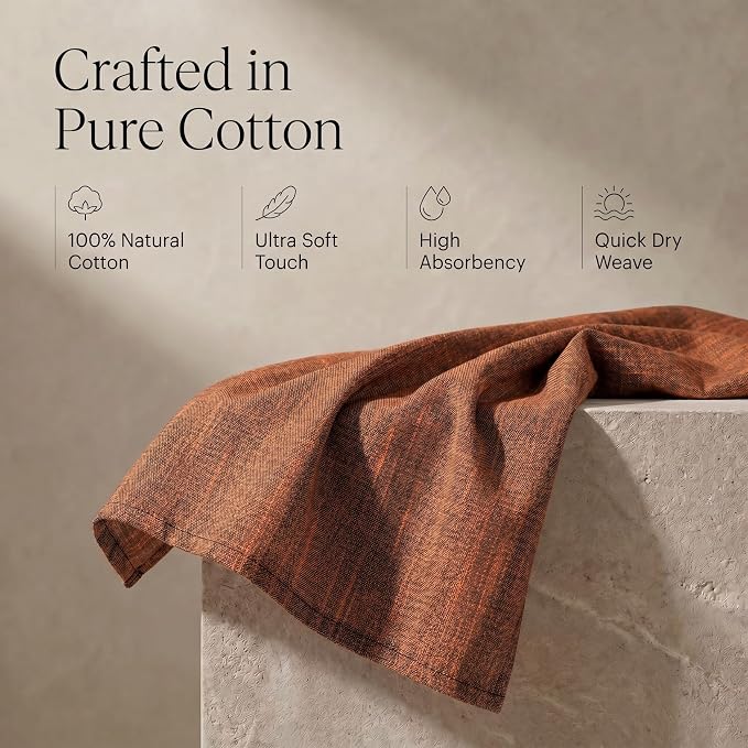 Urban Villa Kitchen Towels Cotton Dish Towels 20”x30” (Set of 6) Blk/Orange - Image 4