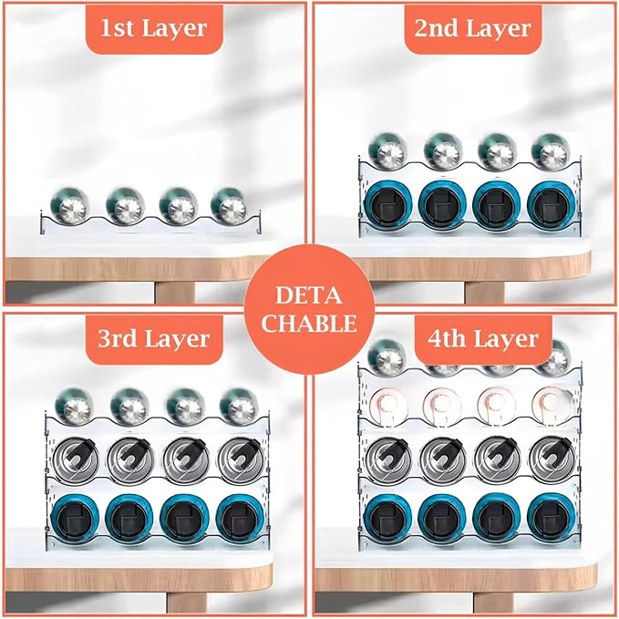 Stackable 4-Tier Water Bottle Organizer, Large Compartments for Kitchen, Cabinet Bottle Holder, Space-Saving Design - Image 3