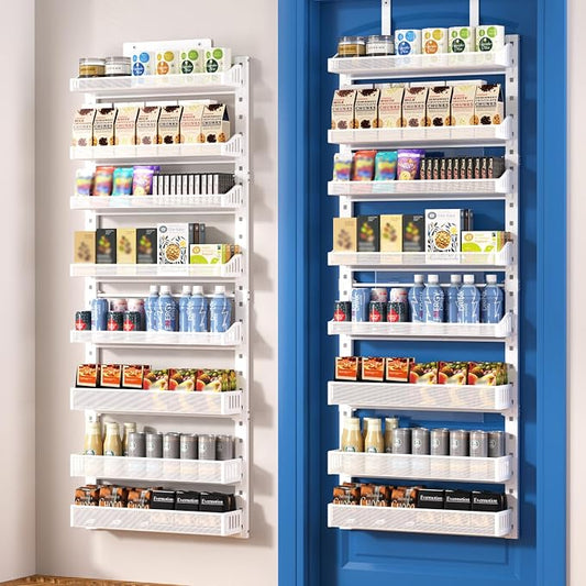 coobest 8-Tier Over the door Spice Rack Organizer, Large Heavy Duty Metal Wall Mount or Over The Door, 2 in 1 Rust-Proof Hanging Storage Shelf for Kitchen Pantry, Bathroom, Laundry Room, Closet by Coobest