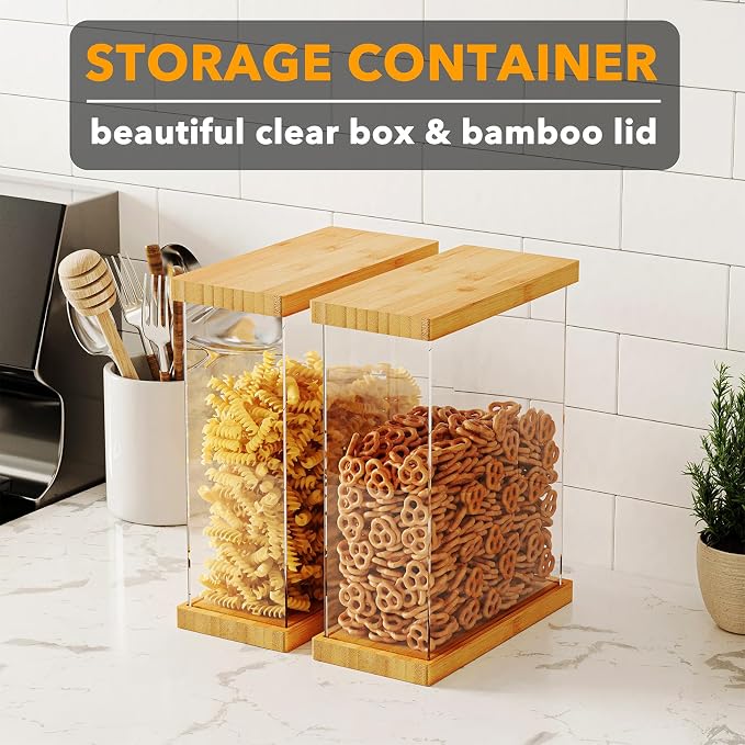 SpaceAid Bamboo Food Storage Container - Airtight Cereal Containers with Lids, Kitchen Cereal Canisters Pantry Organizers and Storage for Rice, Flour, Coffee, Snack, Small 2 Pack - Image 3